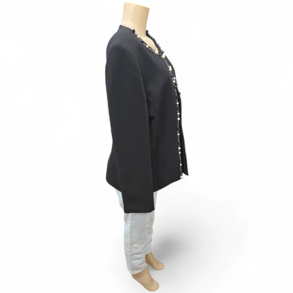 Tahari Luxe Black Blazer Jacket With Beads Size 12 - Picture 5 of 16